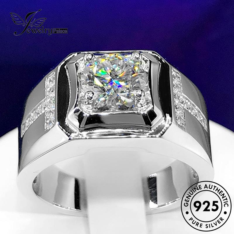 Jewelrypalace Cincin Huruf Fashion Asli T Pria Moissanite Perak925 Berlian R519