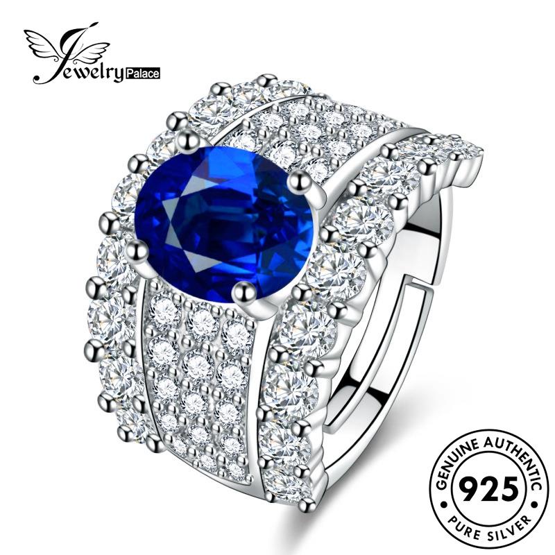 Jewelrypalace Sapphire Wanita Cincin Oval Mewah Perak925 Asli R470