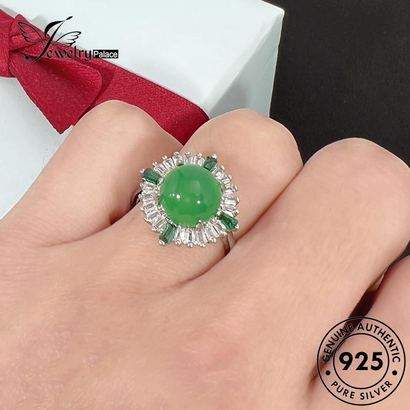 Jewelrypalace Cincin Wanita Retro Perak Asli925 Giok Bulat R490