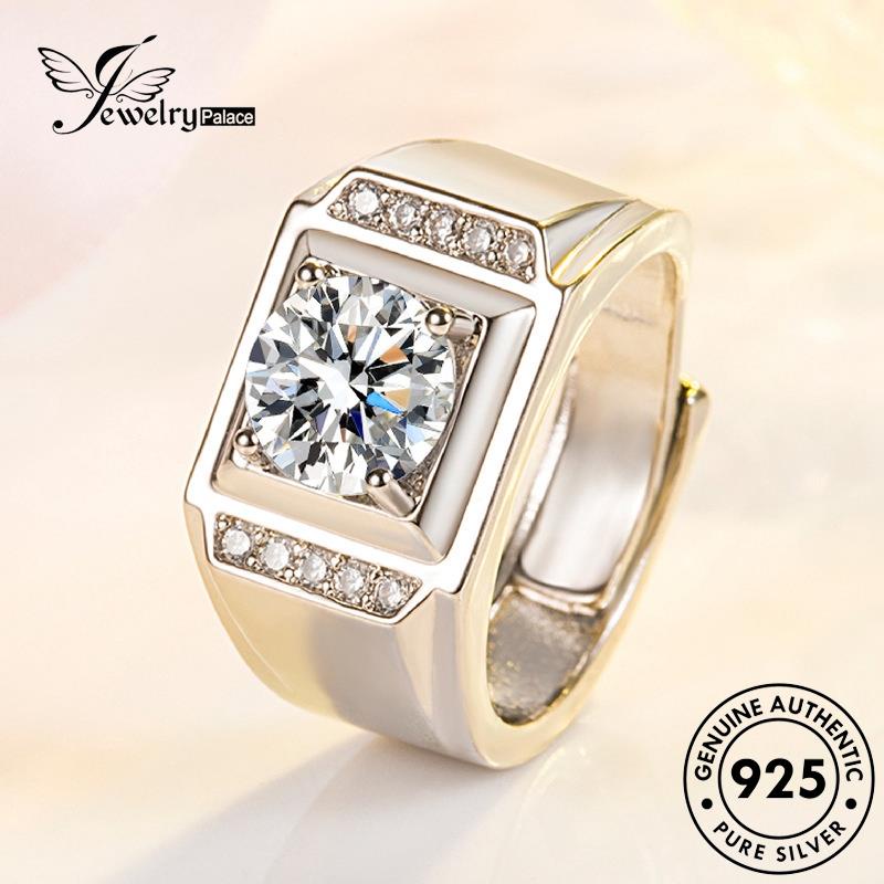 Jewelrypalace Cincin Moissanite Asli Pria Perak Mendominasi925 Berlian R578