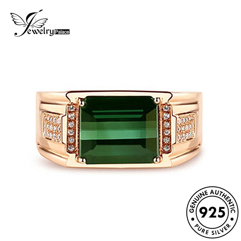 Jewelrypalace Square Rings Emas Zamrud925 Perak Wanita Temperamen Asli R605