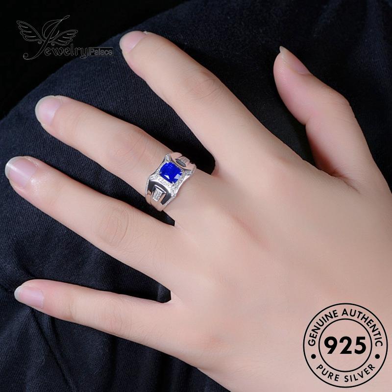 Perhiasantempat Cincin Safir Domineering Perak Pria Asli Oval925 R532