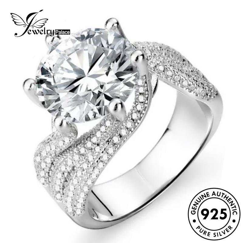 Jewelrypalace Cincin Wanita Moissanite Kreatif Emas925 Lingkaran Asli Berlian Perak R853