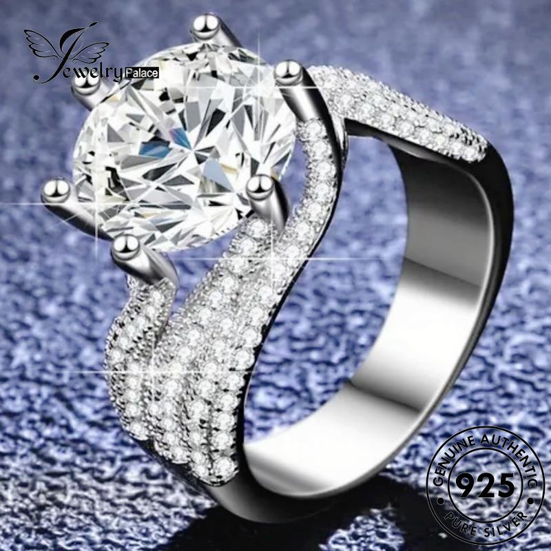 Jewelrypalace Cincin Wanita Moissanite Kreatif Emas925 Lingkaran Asli Berlian Perak R853