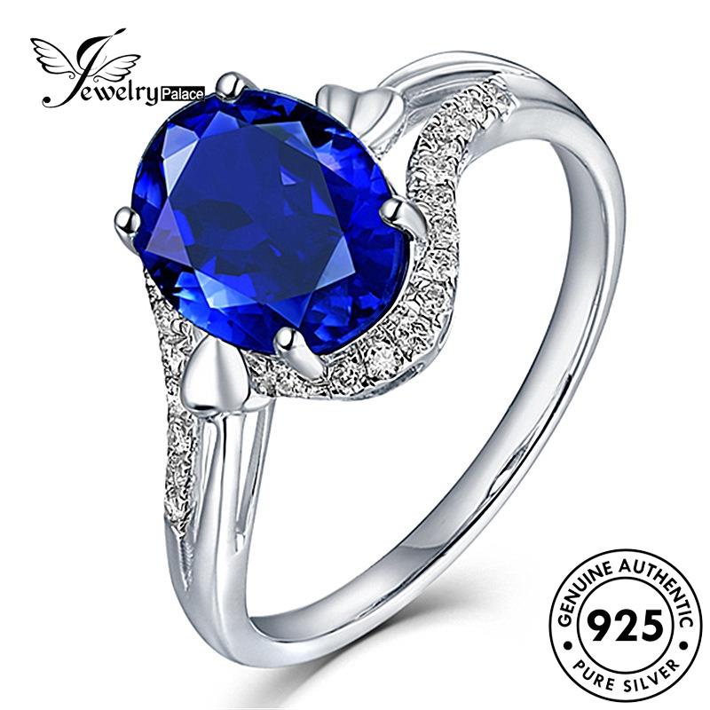 Jewelrypalace Cincin Oval Asli Safir Wanita Perak925 Simple R622