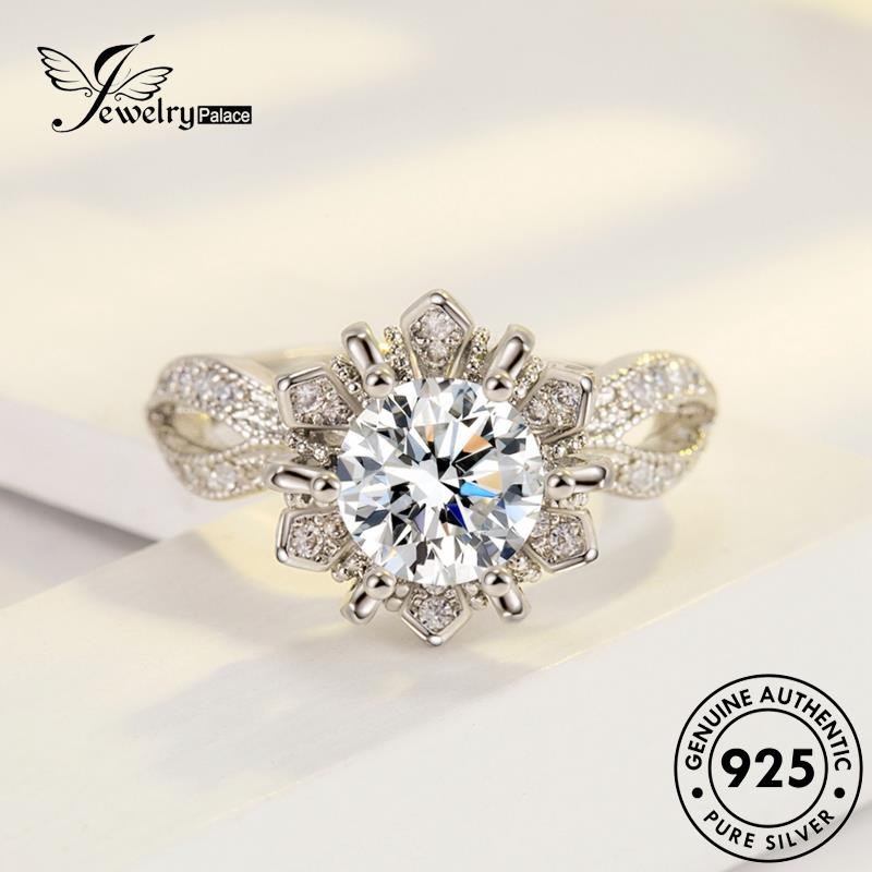 Perhiasantempat Wanita Asli Bunga Mewah Moissanite Perak Berlian925Cincin R902