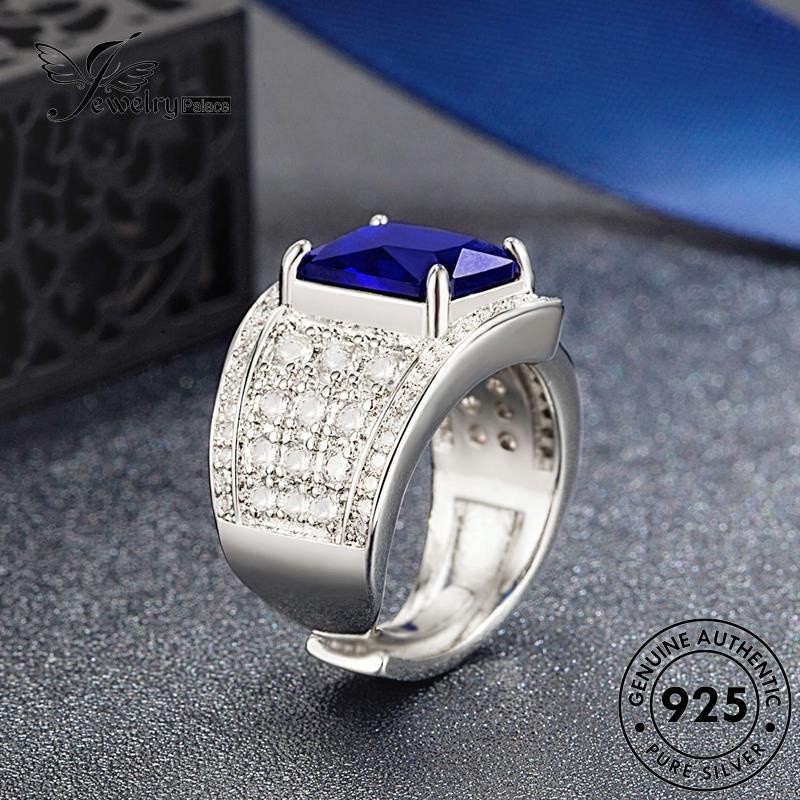 Jewelrypalace Square Cincin Mewah Perak Safir Wanita925 Asli R910