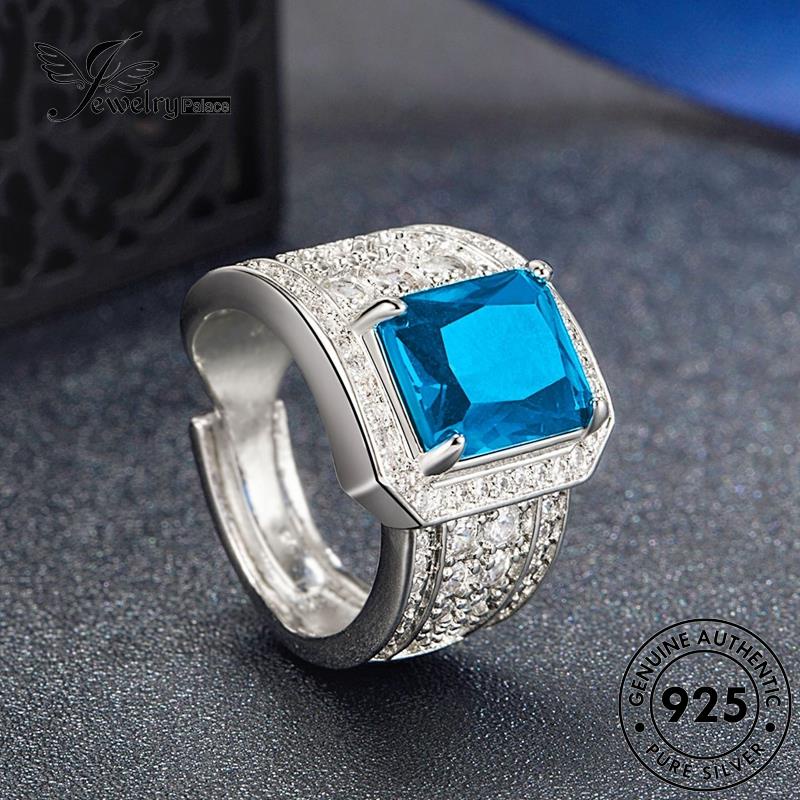 Jewelrypalace Square Cincin Mewah Perak Safir Wanita925 Asli R910