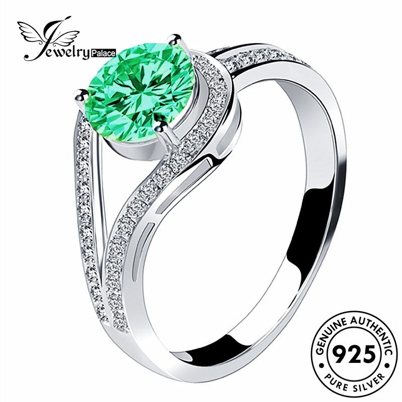 Jewelrypalace925 Zamrud Asli Cincin Perak Kancing Temperamen Wanita R1000