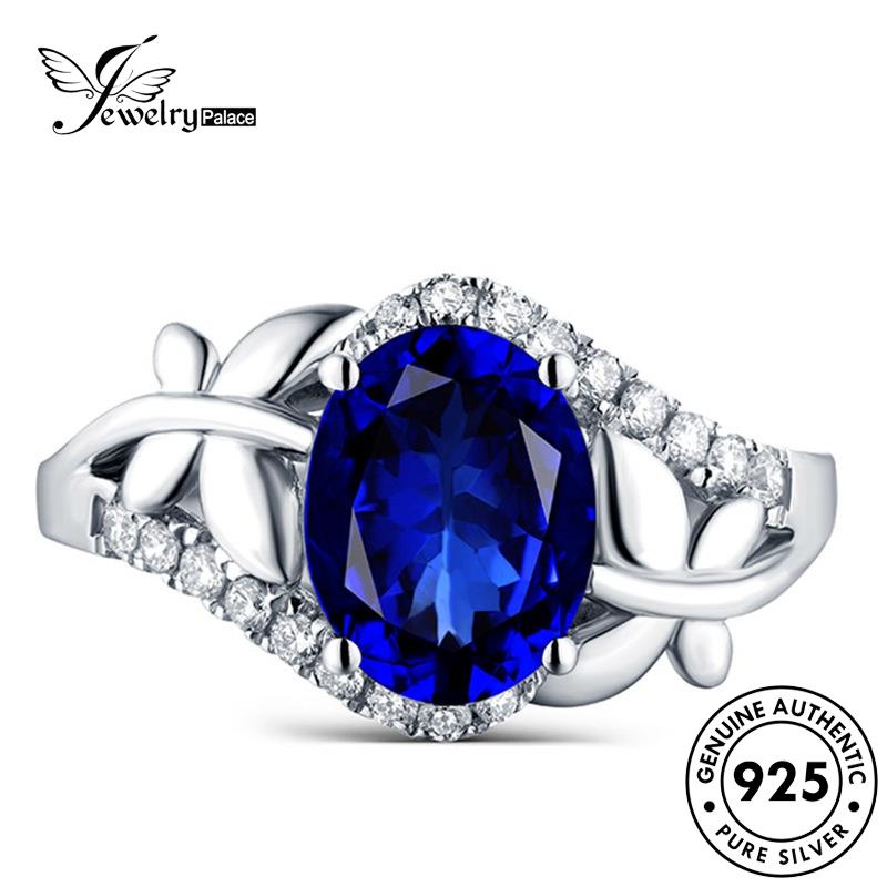 Jewelrypalace Cincin Safir Asli925 Wanita Oval Perak Halus R1056