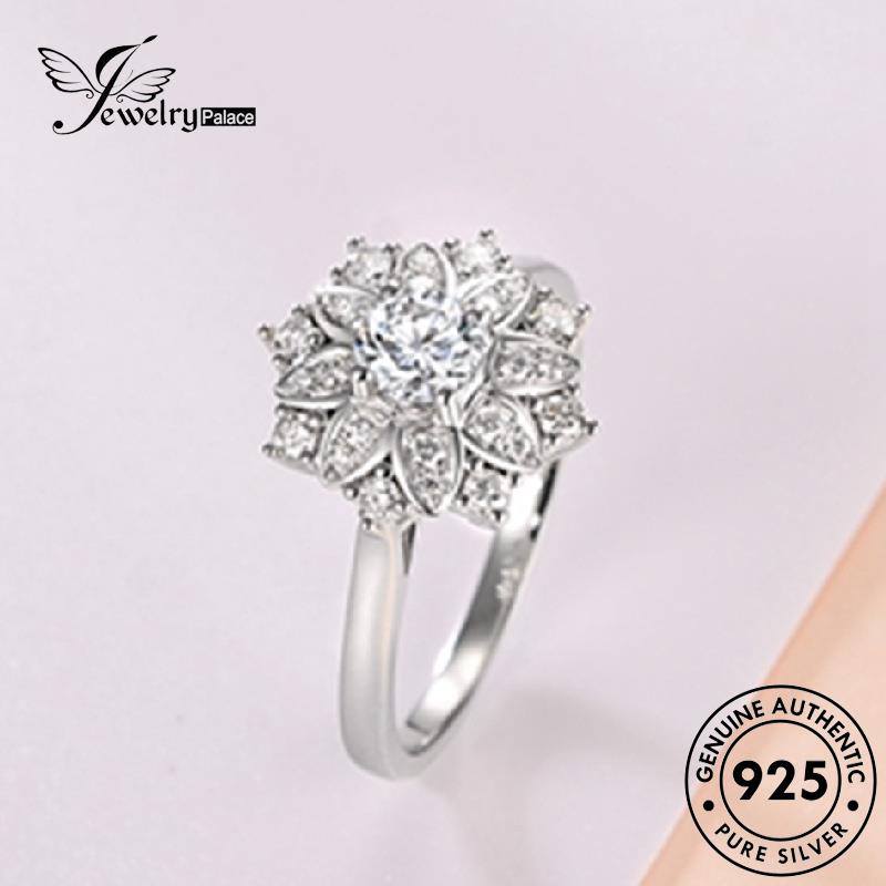 Jewelrypalace Cincin Perak925 Wanita Moissanite Mewah Snowflake Berlian Asli R1085