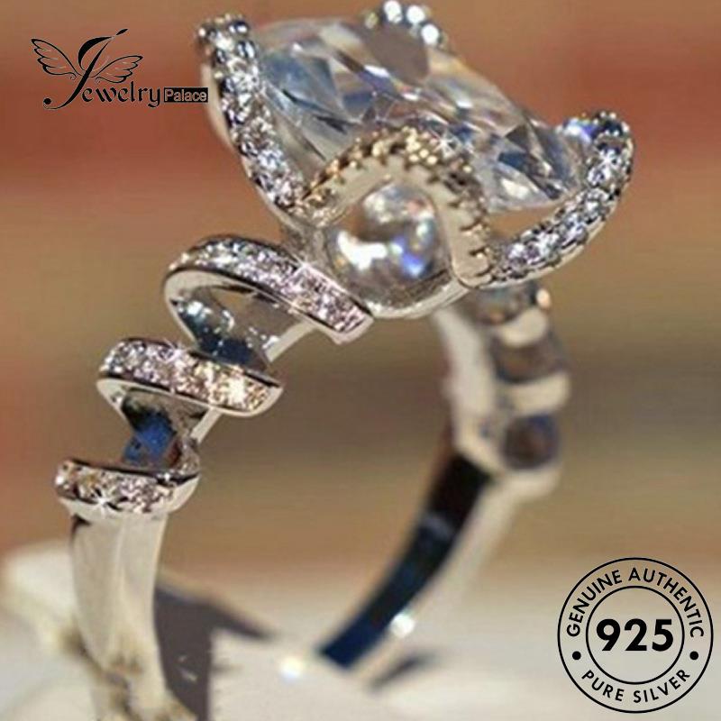 Jewelrypalace Cincin Asli925 Berlian Personal Perak Twist Moissanite Wanita R1112