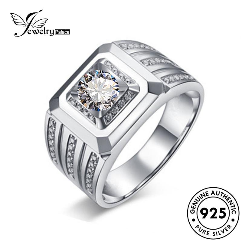 Tempat Perhiasan925 Perak Moissanite Asli Berlian Pria Cincin Mendominasi R1136