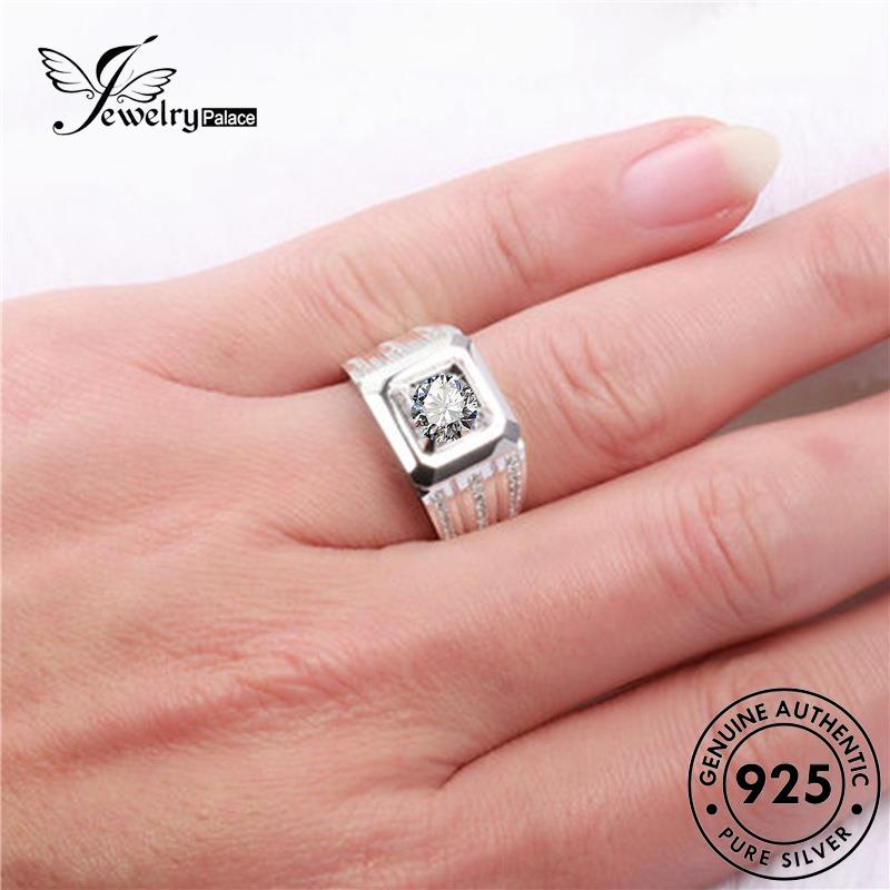 Tempat Perhiasan925 Perak Moissanite Asli Berlian Pria Cincin Mendominasi R1136