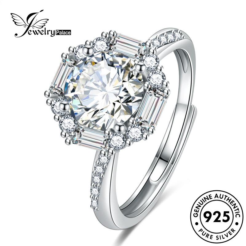 Jewelrypalace Perak Asli Moissanite925 Temperamen Cincin Wanita Snowflake Berlian R1141