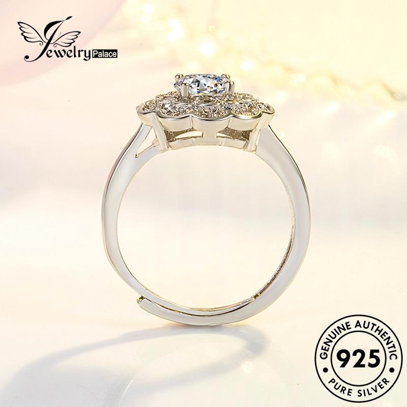 Jewelrypalace Bunga Asli Temperamen Cincin Moissanite925 Wanita Berlian Perak Gold R1174