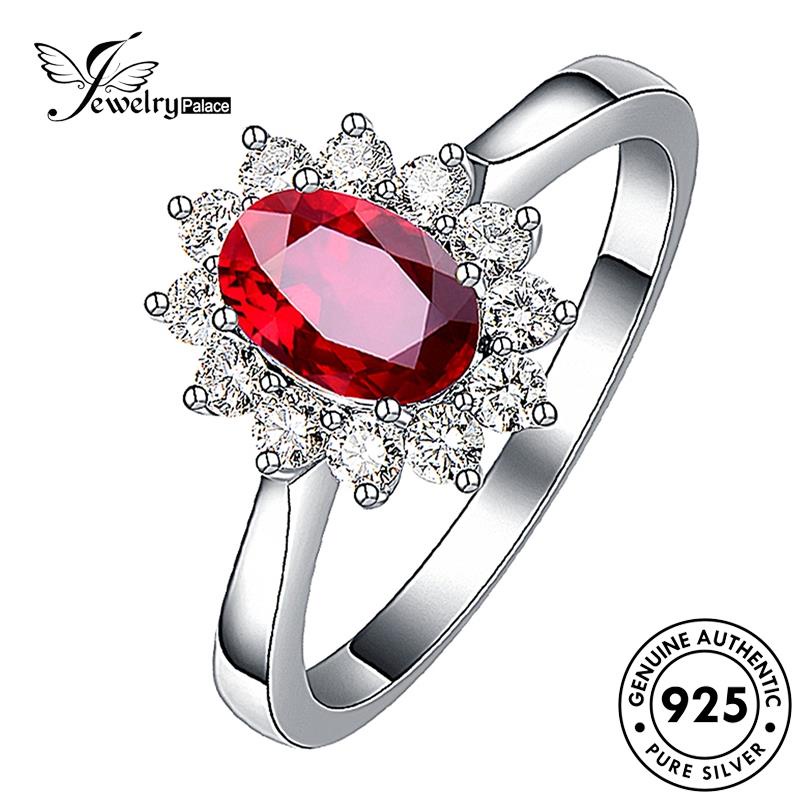 Jewelrypalace Silver Cincin Oval Emas Asli Kepribadian Zamrud Wanita925 R1471