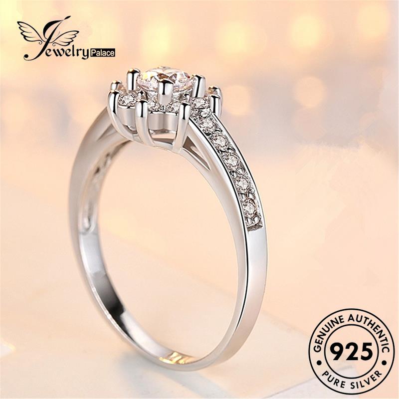 Jewelrypalace Snowflake Fashion925 Berlian Asli Perak Moissanite Cincin Wanita R1552