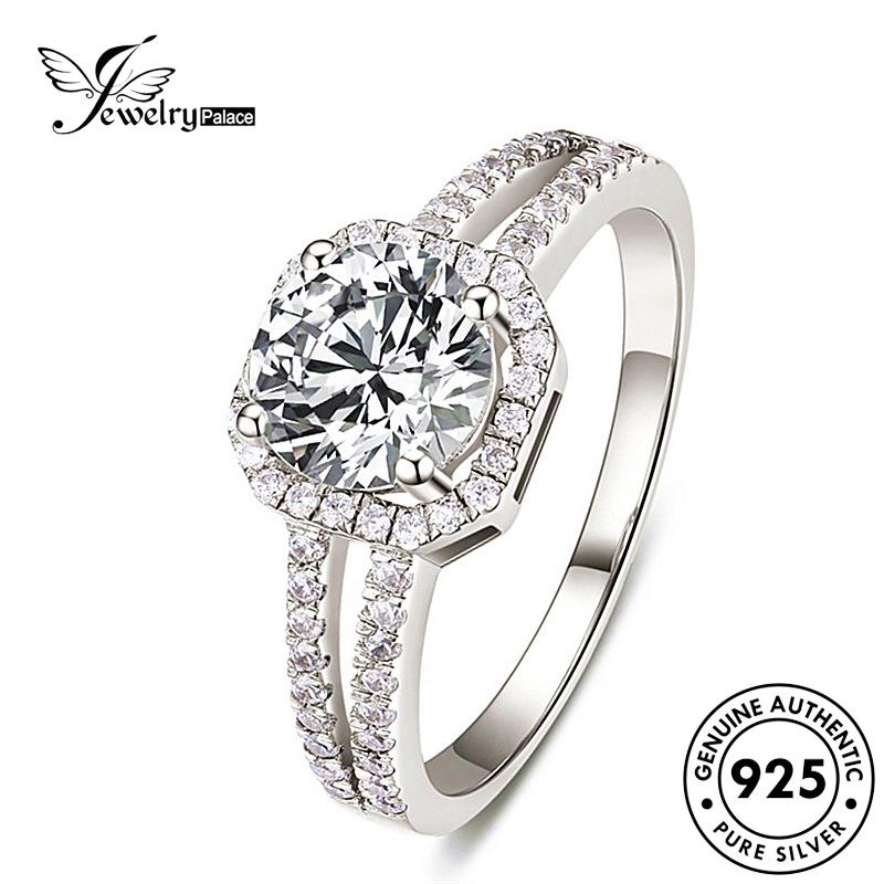 Jewelrypalace Asli Wanita Cincin Berlian925 Kotak Klasik Moissanite Perak R1656
