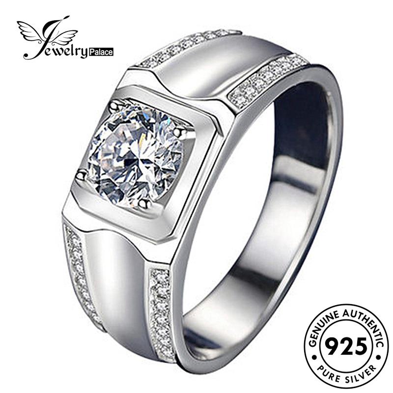 Jewelrypalace Cincin Fashion Perak Berlian Asli925 Pria Moissanite R1277