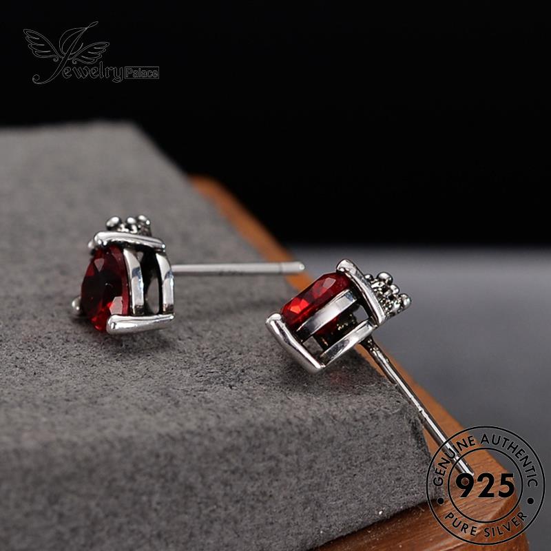 Jewelrypalace Anting Love Wanita Perak Asli925 Ruby Stud E1