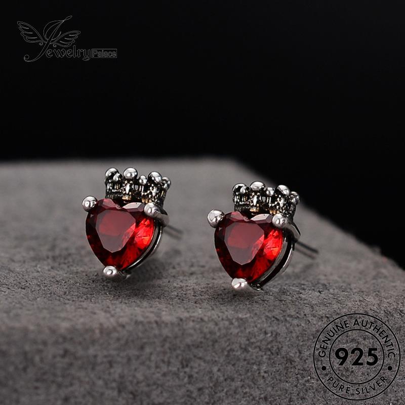 Jewelrypalace Anting Love Wanita Perak Asli925 Ruby Stud E1