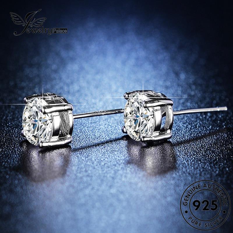 Jewelrypalace Anting Moissanite Bulat Wanita Berlian Silver Stud Asli925 E12