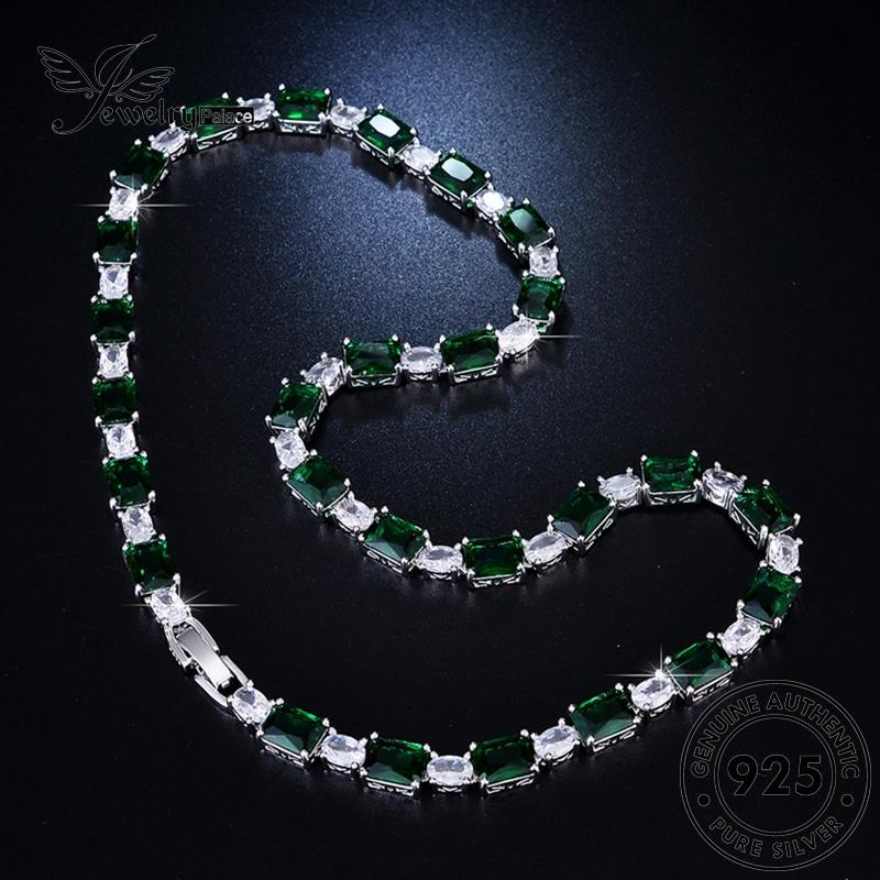 Jewelrypalace Kalung Berlian Wanita Asli Fashion925 Emerald Square Silver N14