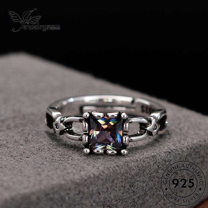 Jewelrypalace 925kotak Asli Batu Akik Cincin Wanita Retro Perak R9