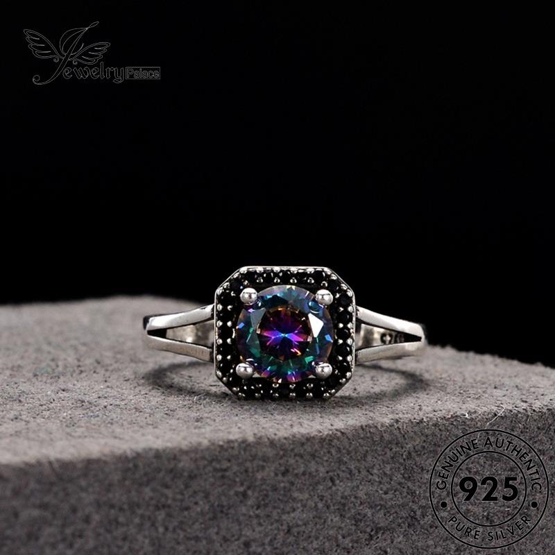 Perhiasanpalace Retro Batu Akik Wanita Asli925 Cincin Perak Kotak R14