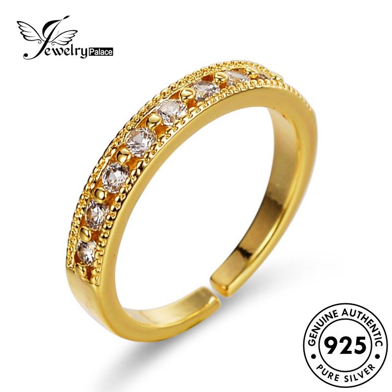 Jewelrypalace Perak Simple925 Moissanite Wanita Cincin Berlian Asli Emas R77