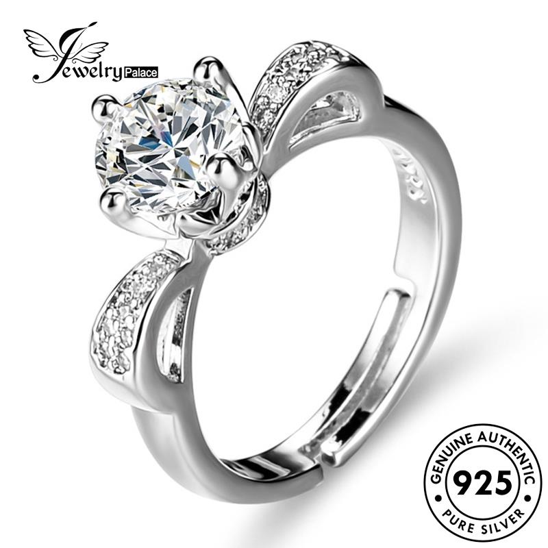 Jewelrypalace Cincin925 Mahkota Wanita Klasik Moissanite Berlian Perak Asli R45