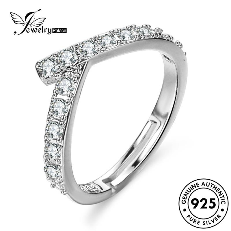 Jewelrypalace Perak Moissanite Wanita Asli925Cincin Kepribadian V Berlian R47