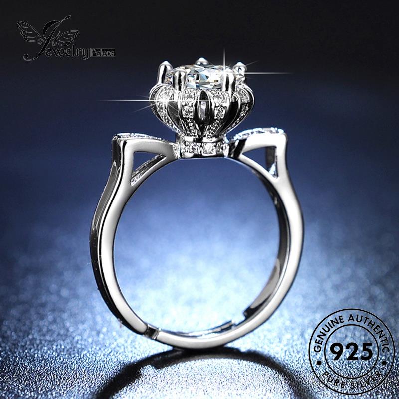 Jewelrypalace Cincin Perhiasan Moissanite Asli Simple Perak Berlian Wanita925 M067