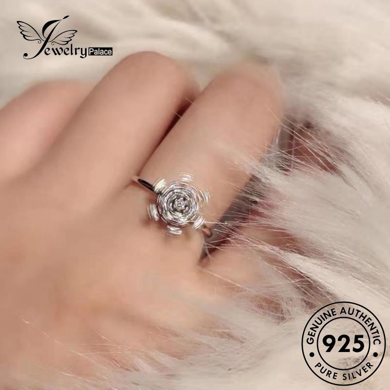 Jewelrypalace Perak Berlian Kepribadian Wanita Asli Moissanite Snowflake925Cincin R129