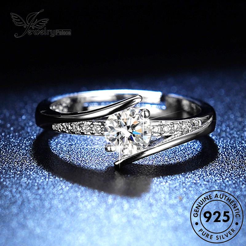 Tempat Perhiasan Wanita925 Cincin Perak Asli Klasik Moissanite Berlian R135