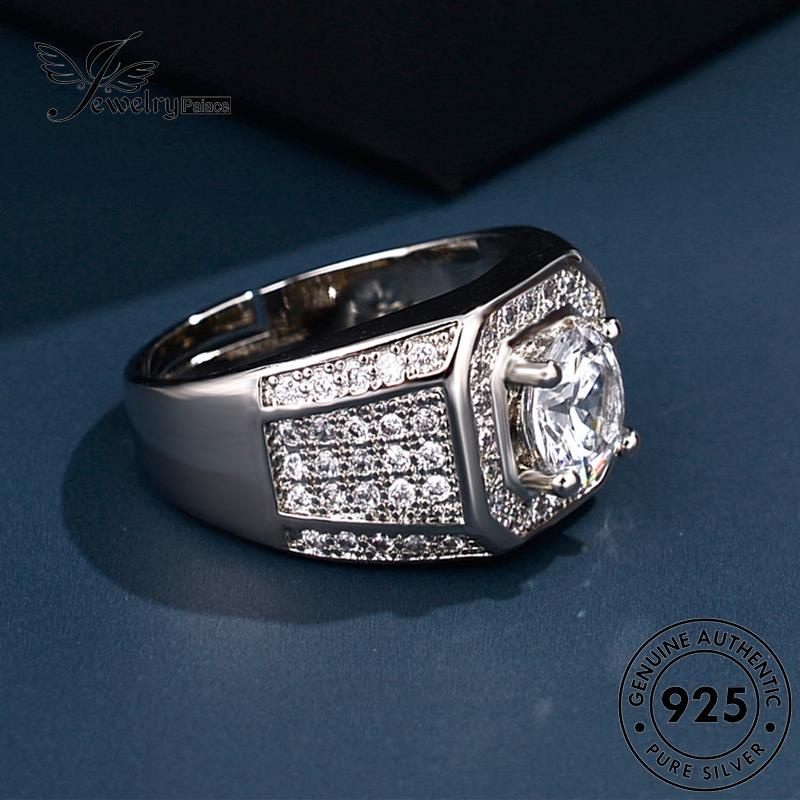 Tempat Perhiasan Pria Perak925 Asli Cincin Moissanite Mendominasi Berlian R388