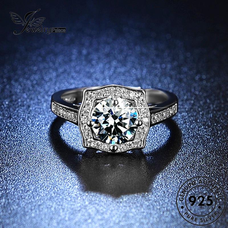 Tempat Perhiasan Wanita Berlian Persegi Moissanite Kepribadian Perak925Cincin Asli R416