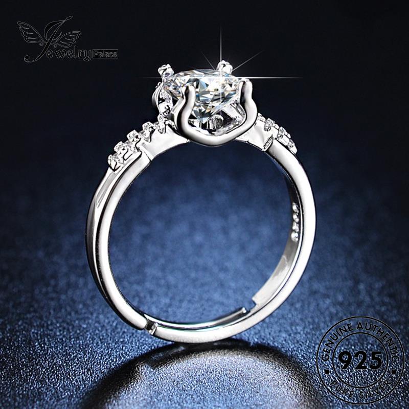 Jewelrypalace925 Klasik Banteng Asli Wanita Kepala Cincin Berlian Moissanite Perak R421