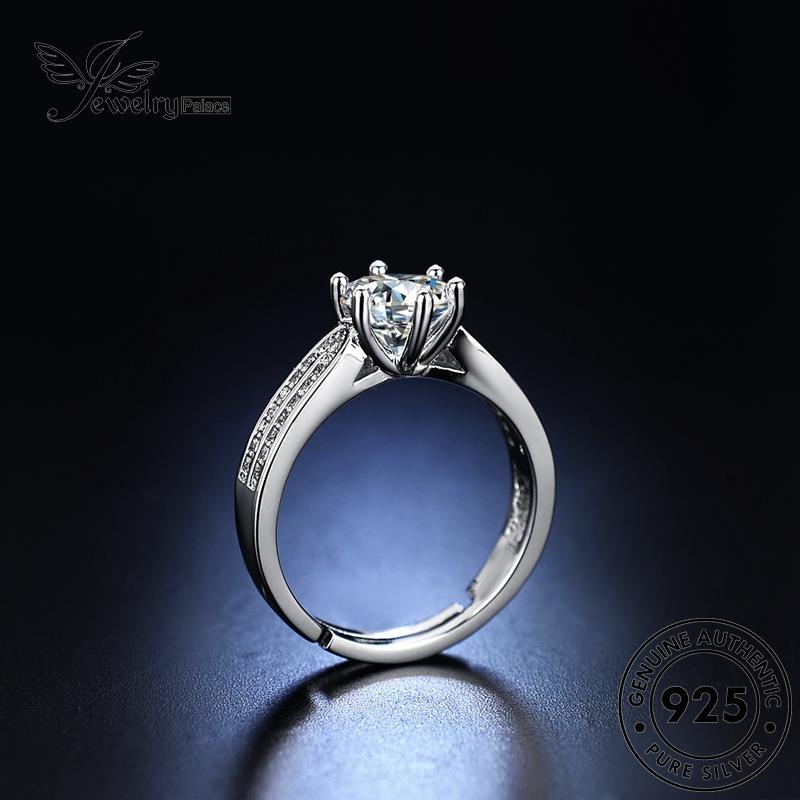 Jewelrypalace Perhiasan Wanita925 Moissanite Cincin Perak Asli Simple Berlian M071