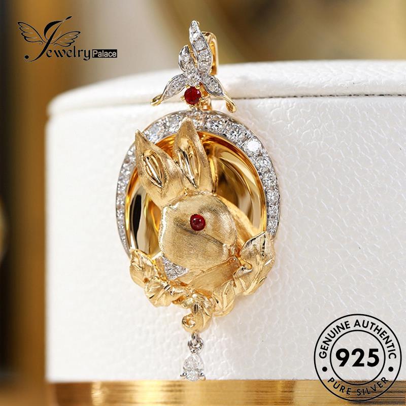 Jewelrypalace Kalung Perak Asli Diamond Rabbit Moissanite925Wanita Lucu N1604