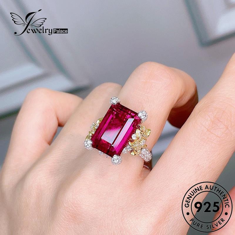 JEWELRYPALACE Original Cincin Perhiasan Silver Aksesori 925 Nikah Pink Wanita Murni Diamond Camellia Kawin korea Silver Asli Sterling Perak Crystal R2596