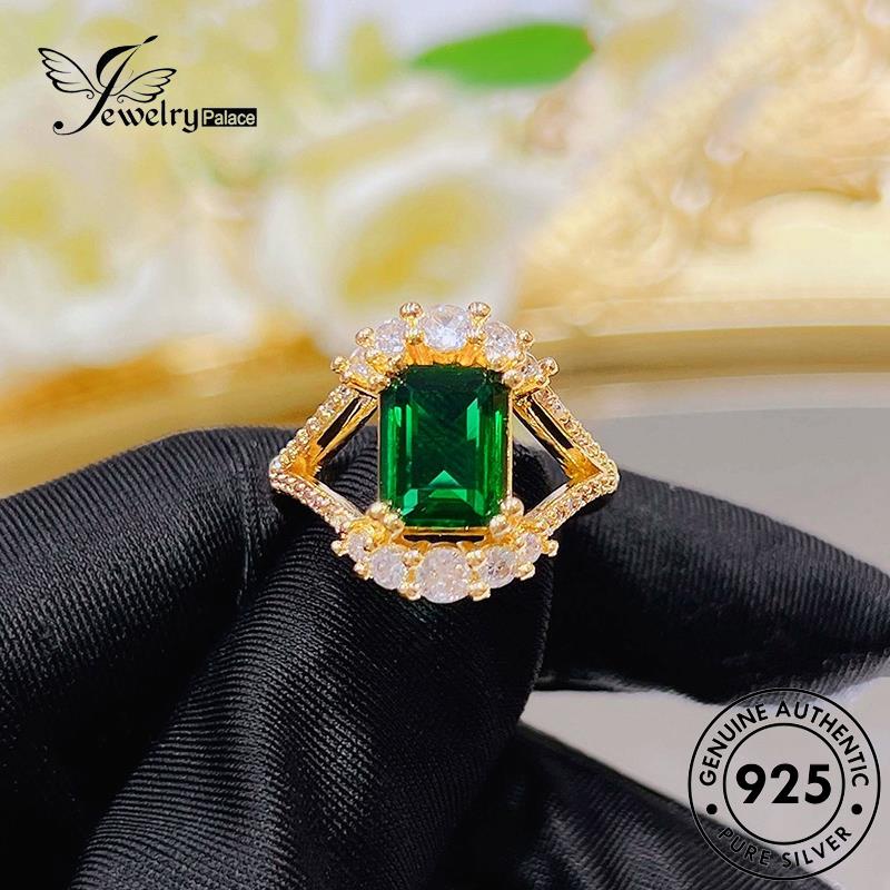 JEWELRYPALACE korea Asli 925 Silver Silver Perhiasan Nikah Emerald Aksesori Princess Cut Perak Wanita Cincin Kawin Murni Original Sterling R2611
