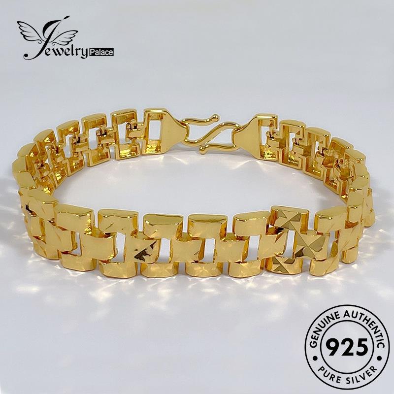 Jewelrypalace Gelang Kotak Kotak Perak Wanita Mobil Emas Asli925 B671