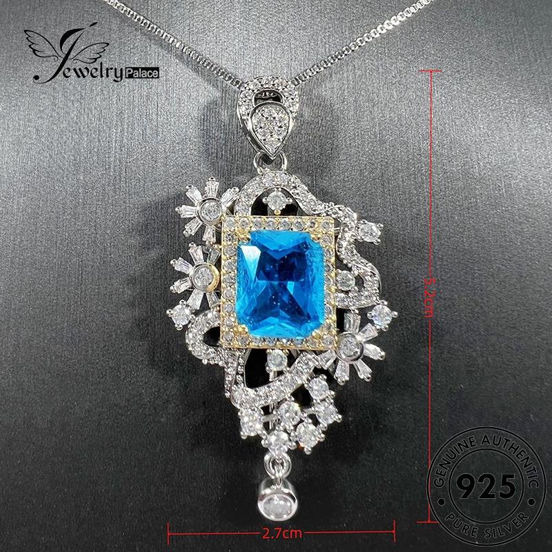 Jewelrypalace Asli Wanita925 Kalung Berlian Mewah Safir Perak N1085