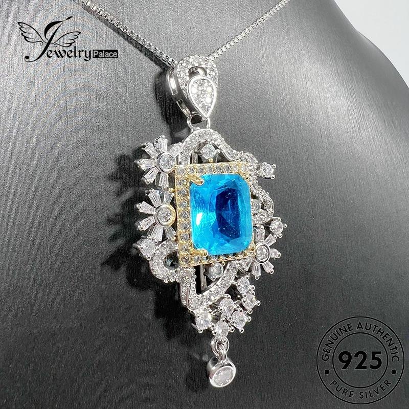 Jewelrypalace Asli Wanita925 Kalung Berlian Mewah Safir Perak N1085