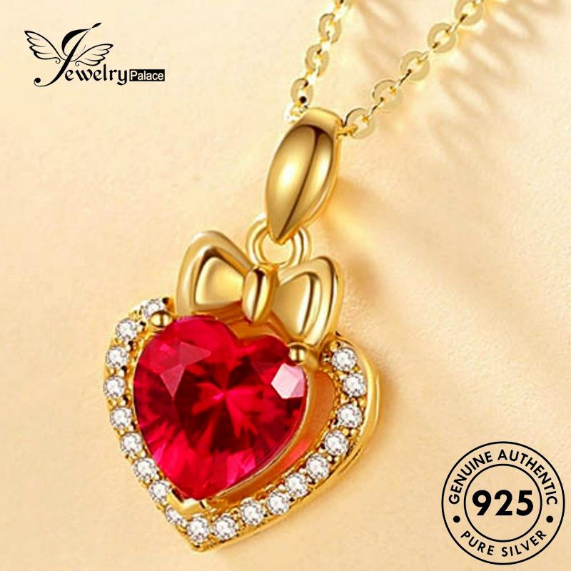 Jewelrypalace Silver Kalung Simple Asli Love Wanita925 Ruby N1124