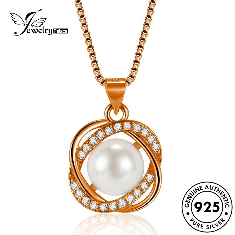 Jewelrypalace Wanita Kincir Angin925 Fashion Emas Asli Mutiara Kalung Perak N1126