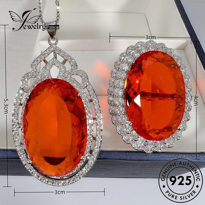 Jewelrypalace Silver Asli Oval Wanita Set Kalung Ruby925 S71