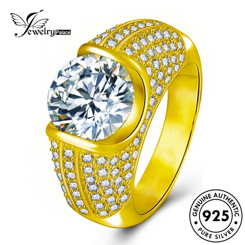 Jewelrypalace Moissanite925 Berlian Mewah Wanita Cincin Asli Silver Gold R1702